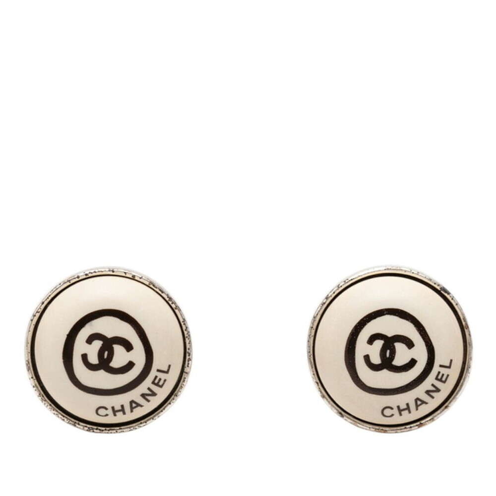 CHANEL Silver Logo Earrings